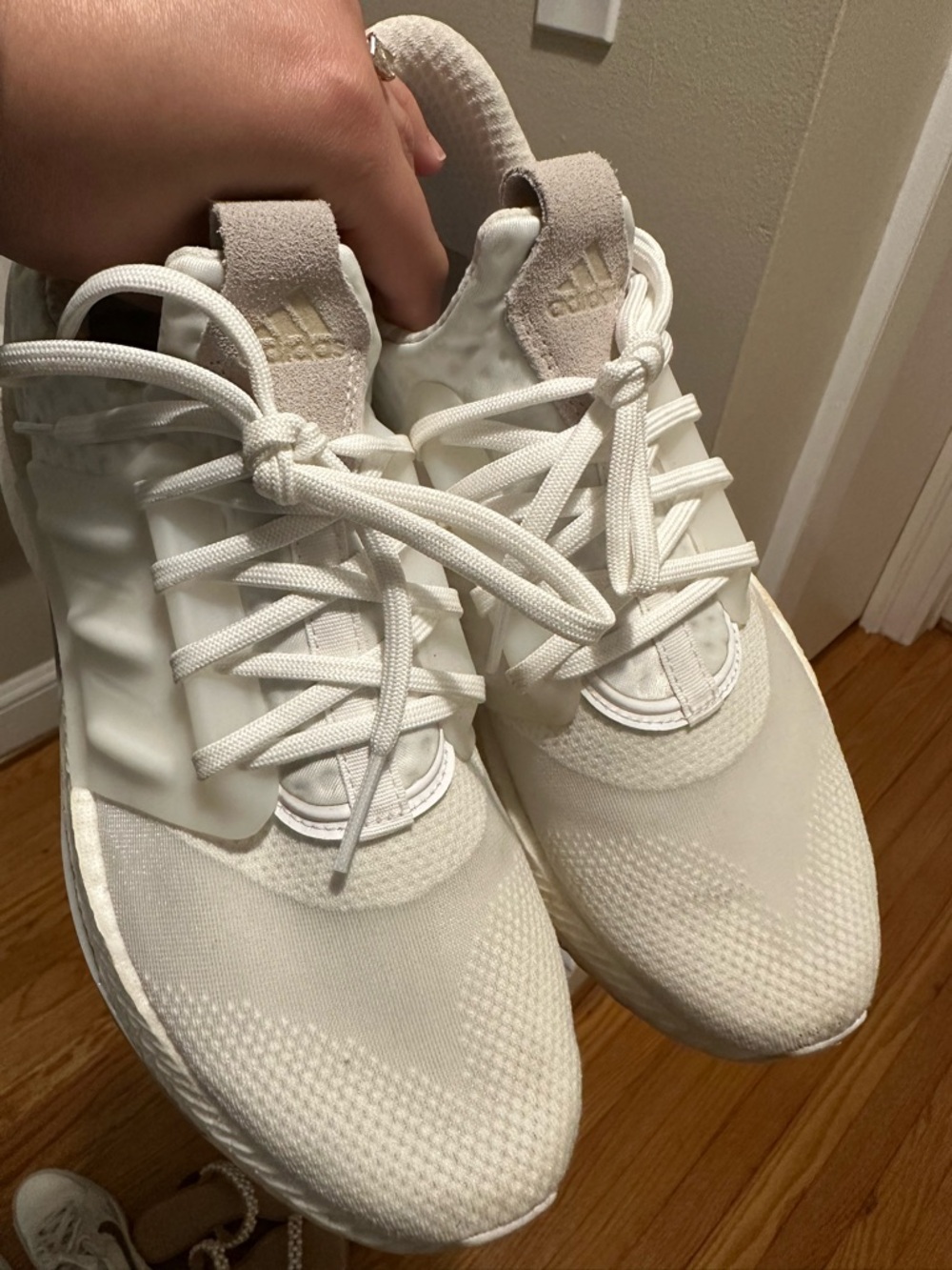 adidas White Knit Trainer Sneakers